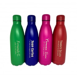 Botella de agua acero personalizada con 2 lineas de texto