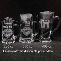 Jarras Cerveza grabadas con texto y dibujo
