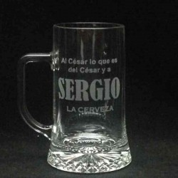 Jarra Cerveza  grabada con mi diseño de texto