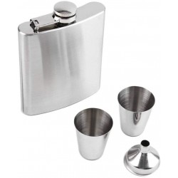 Petaca personalizada 7oz en estuche con 2 vasos y embudo