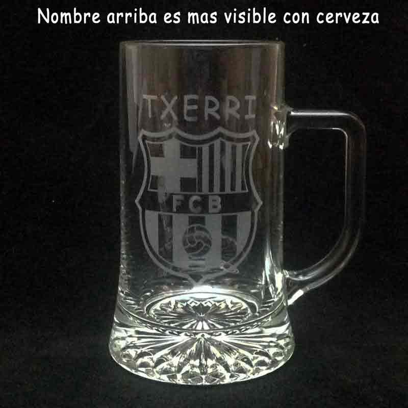 Jarra Cerveza grabada con texto y dibujo
