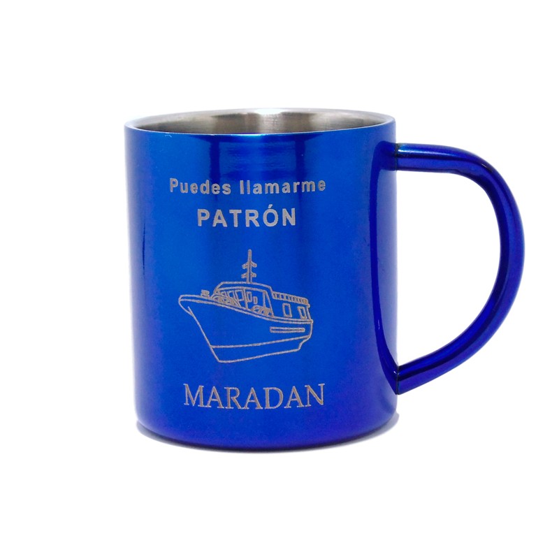 Taza Acero grabada con texto y dibujo