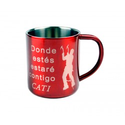 Taza Acero personalizada con texto y dibujo