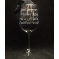 Copa Vino Grabada con texto y dibujo