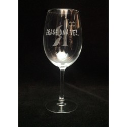 Copa Vino Grabada con texto y dibujo