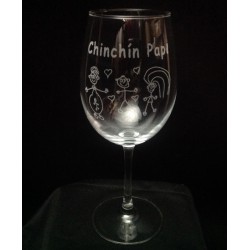 Copa Vino Grabada con texto y dibujo