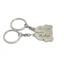 Llavero coche partido para parejas con grabado de nombres