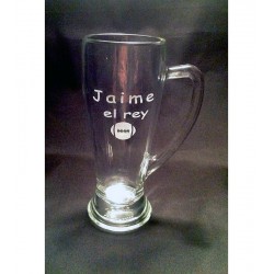 Jarra cerveza Baviera grabada con texto y dibujo