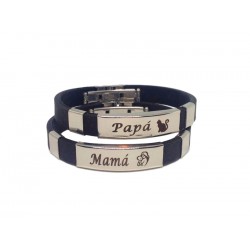 Pulsera caucho y acero grabada